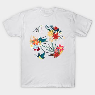 Frangipani, lily palm leaves tropical vibrant colored trendy flower T-Shirt